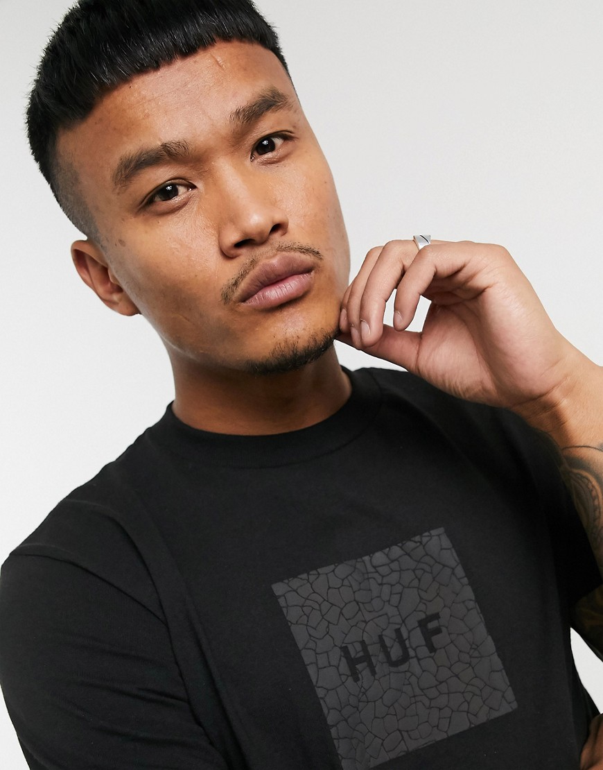 HUF - Quake - T-shirt con riquadro con logo nera-Nero