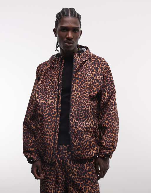 HUF - Rainier - Giacca con stampa leopardata multicolore in coordinato