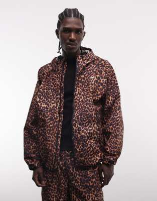 Huf Rainier Leopard Print Shell Jacket Co-ord In Multi