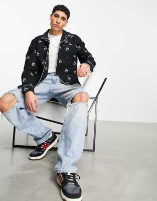 HUF HUF remio print shirt in black