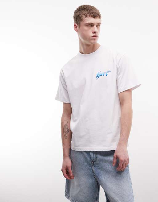HUF sector logo t-shirt with back print in white, 2 of 5