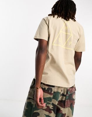 HUF set triple triangle t-shirt in beige with tonal logo print