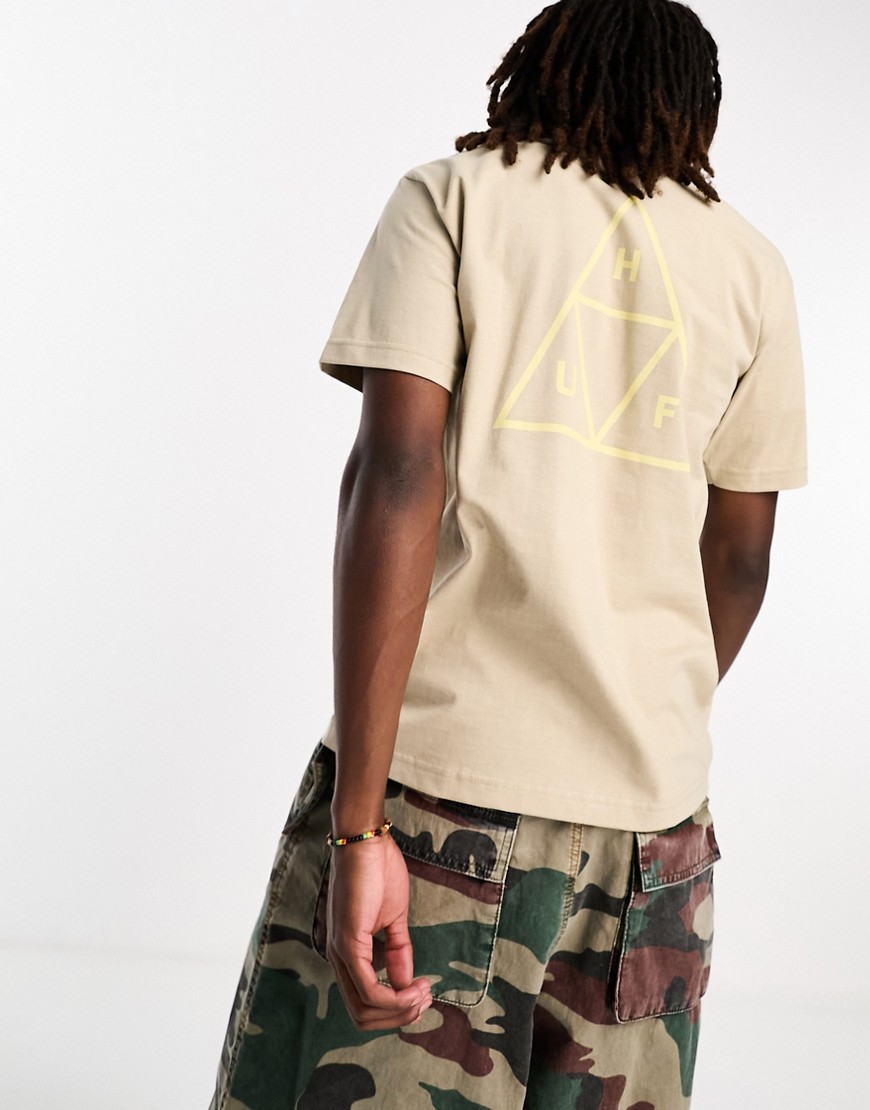 HUF set triple triangle t-shirt in beige with tonal logo print-Neutral