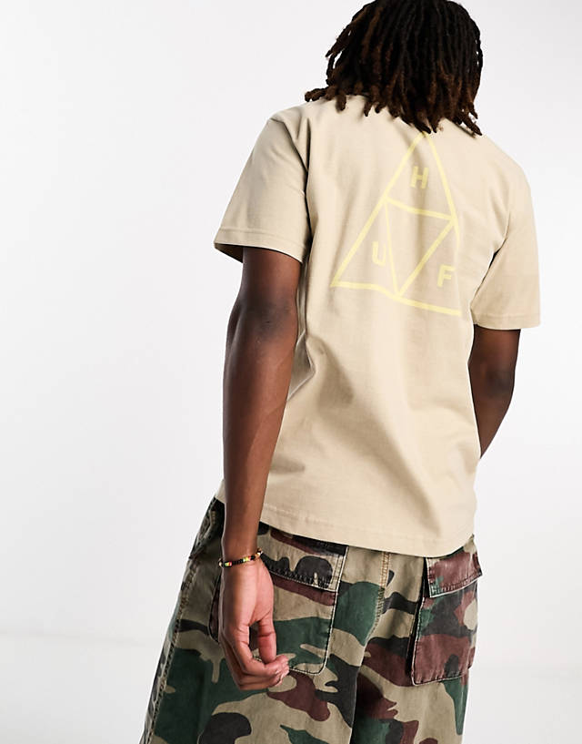 HUF - set triple triangle t-shirt in beige with tonal logo print