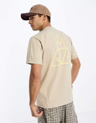 HUF set triple triangle t-shirt in beige with tonal logo print-Neutral