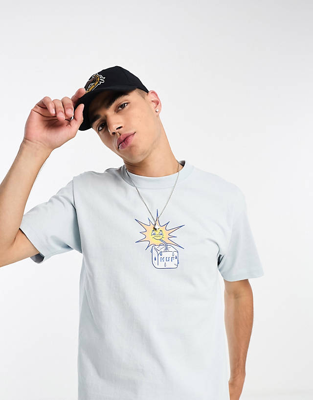 HUF - sippin sun short sleeve t-shirt in light blue with chest placement print