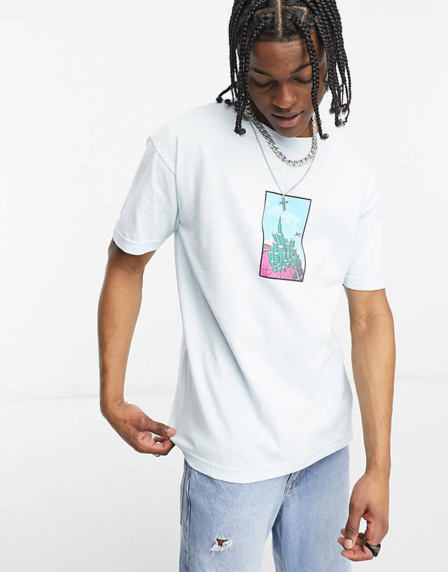 HUF - sky is the limit t-shirt in light blue with chest print