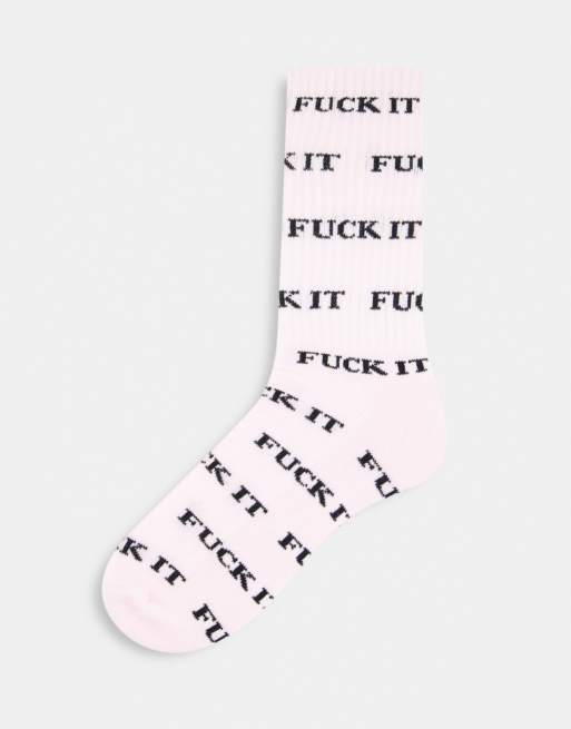 HUF slogan socks in pink