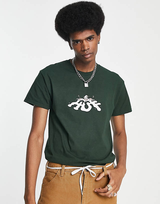 HUF - snowman short sleeve t-shirt in green with chest print