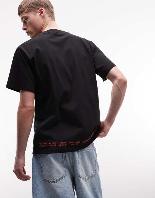 HUF - Sort T-shirt med flightpath-logoprint, 3 af 5