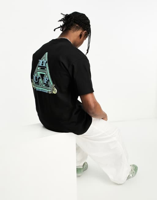HUF - Sort T-shirt med print på brystet og 'Paid in Full'-print på ryggen