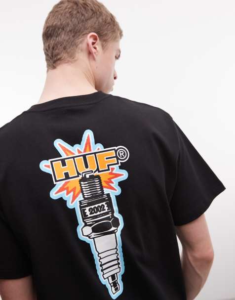 HUF - Spark It Up - Sort T-shirt med grafisk logo og print på ryggen - view 1