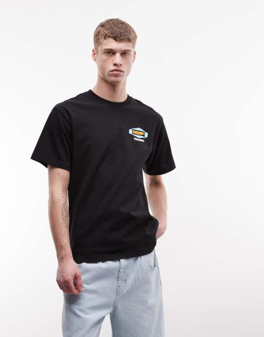 HUF - Spark It Up - Sort T-shirt med grafisk logo og print på ryggen, 2 af 5
