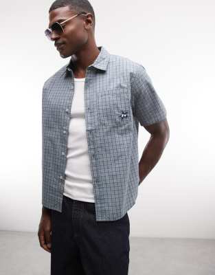 Huf Star Logo Micro Check Shirt In Green