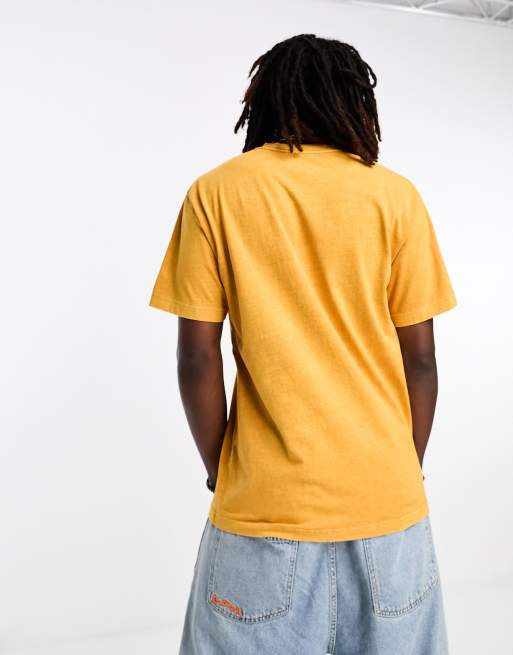 HUF sun god washed t-shirt in orange with chest print, 3 of 4