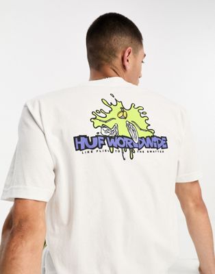 HUF swat team short sleeve t-shirt in white with chest and back placement print