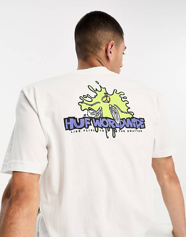HUF - swat team short sleeve t-shirt in white with chest and back placement print