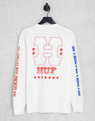 T-shirt a maniche lunghe bianca con stampaFactory rider-Bianco - HUF T-shirt donna  - immagine3
