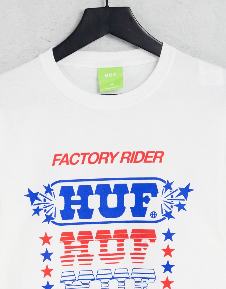T-shirt a maniche lunghe bianca con stampaFactory rider-Bianco - HUF T-shirt donna  - immagine1