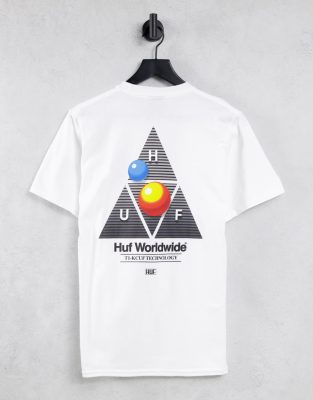HUF - T-shirt con stampa sulla schiena formato video, colore bianco