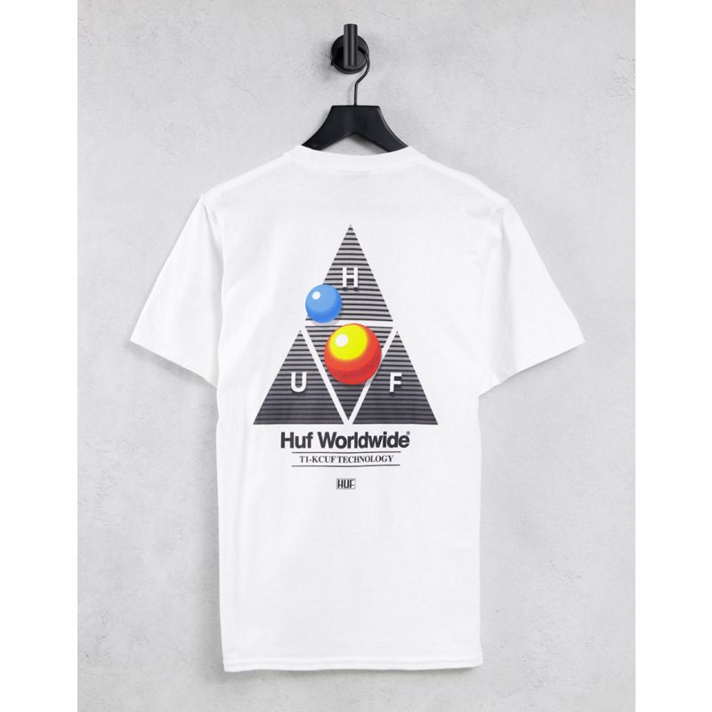 5TOJ2 Novità HUF - T-shirt con stampa sulla schiena formato video, colore bianco
