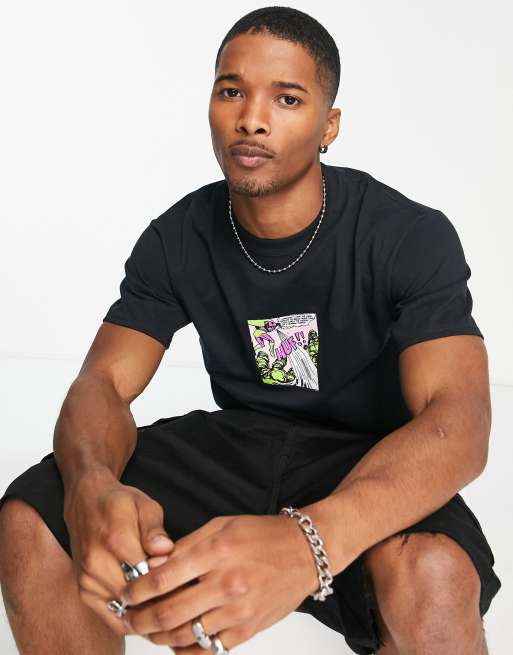 HUF t-shirt in black with comic print