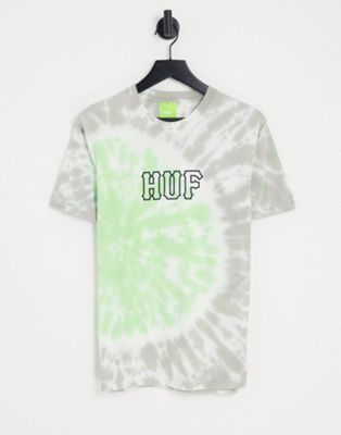 HUF t-shirt in green and grey tie dye