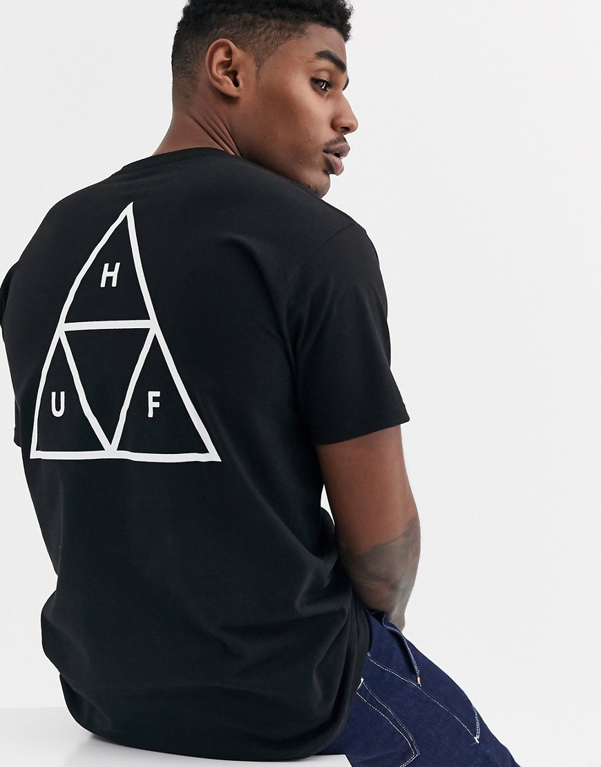HUF - T-shirt met driehoeken in zwart