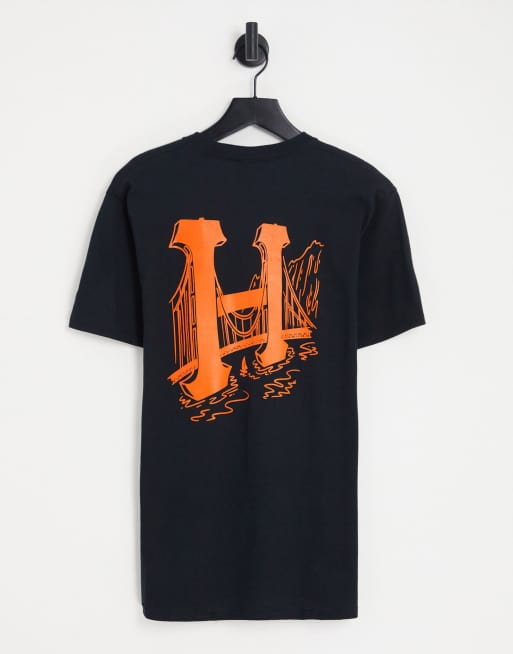 HUF - T-shirt met Golden Gate-print op de achterkant in zwart
