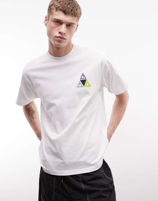 HUF - T-shirt met prisma-logo en print op de achterkant in wit, 2 van 5