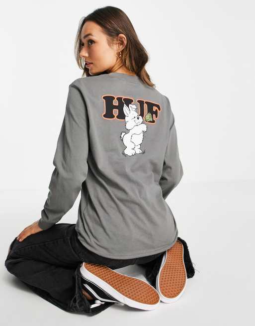 Huf – T-shirt o luźnym kroju z długimi rękawami z nadrukiem króliczka na plecach