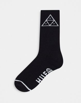 HUF triple triangle crew socks in black