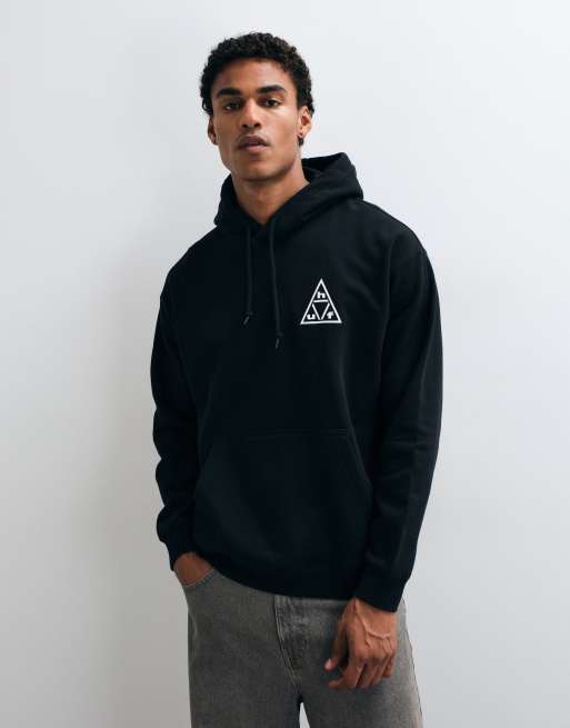 HUF triple triangle logo hoodie in black, 2 of 5