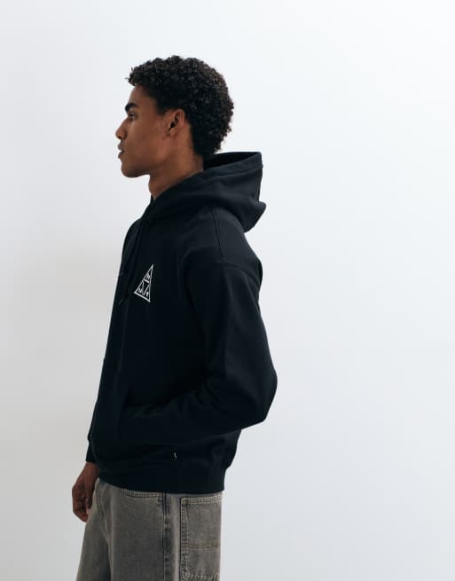 HUF triple triangle logo hoodie in black, 4 of 5