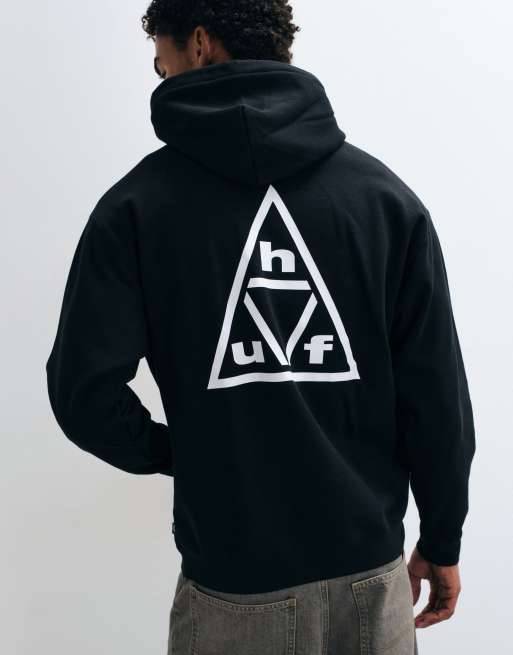 HUF triple triangle logo hoodie in black, 5 of 5