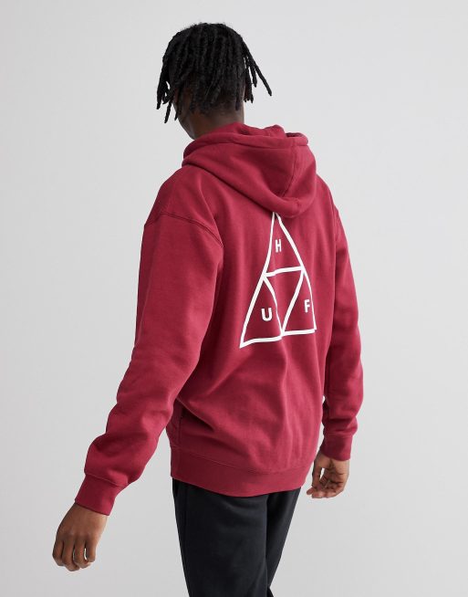 HUF triple triangle overhead hoodie in burgundy