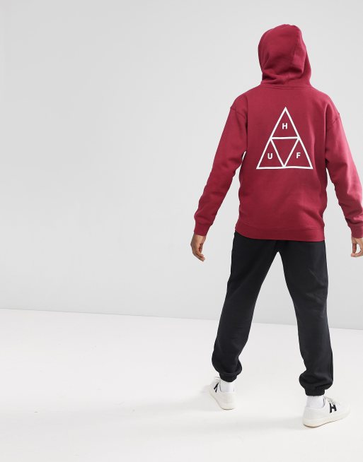 HUF triple triangle overhead hoodie in burgundy