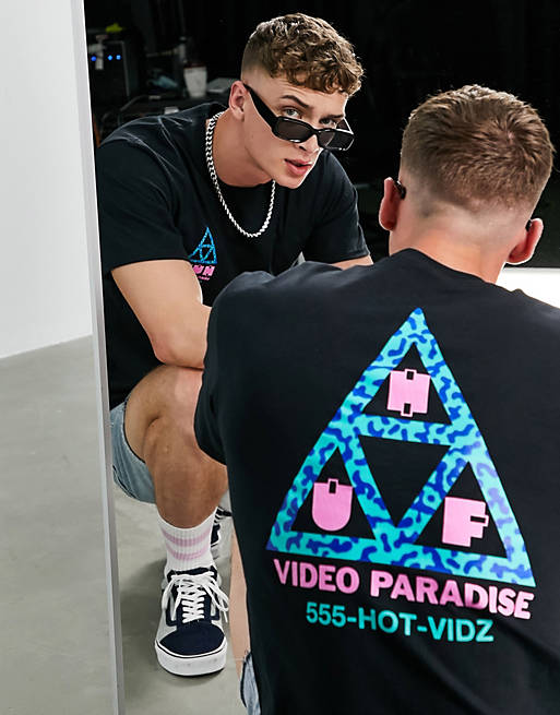HUF video paradise back print t-shirt in black