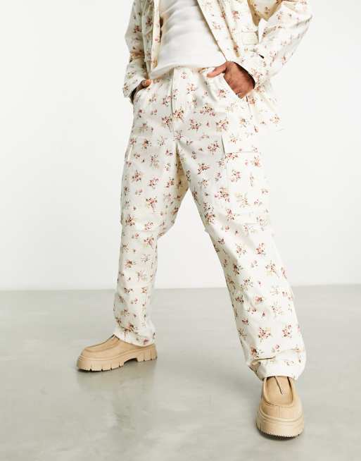 HUF – Vita, blommiga cargobyxor, del av set, 4 av 4