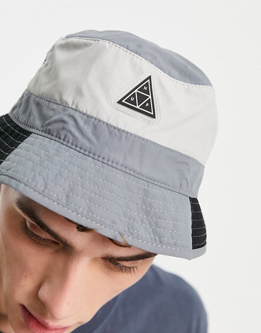 HUF Wave bucket hat in grey and white