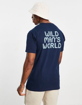 HUF wild world print t-shirt in navy