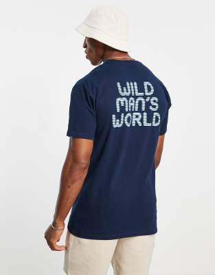 HUF HUF wild world print t-shirt in navy