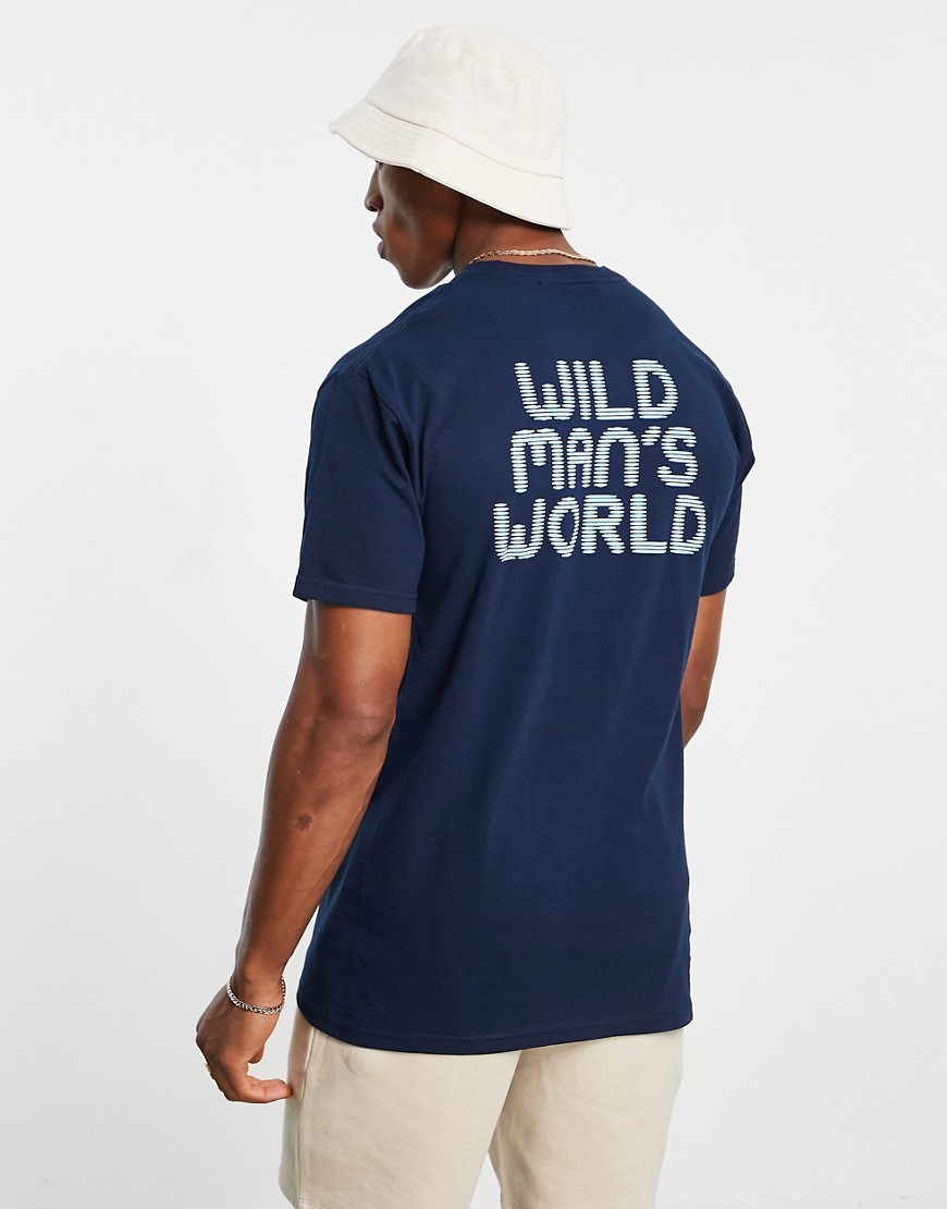 wild world print t-shirt in navy