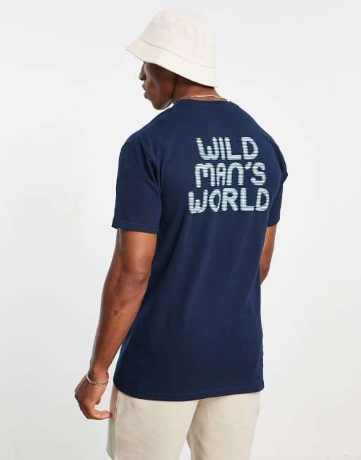 HUF wild world print t-shirt in navy