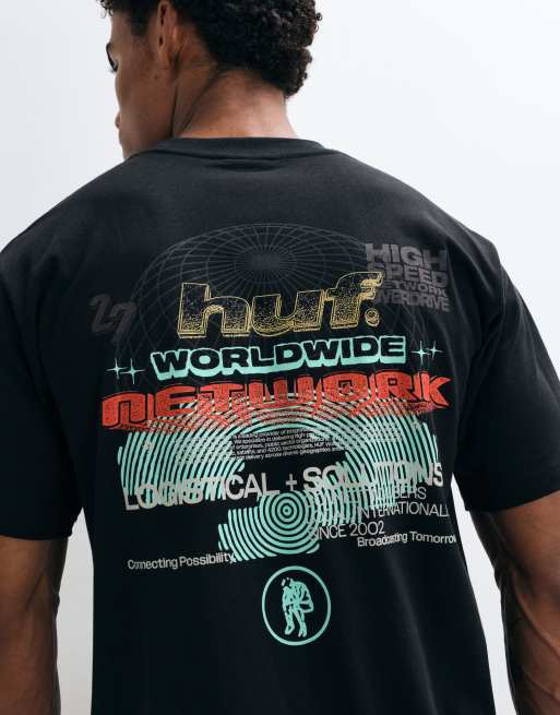 HUF Worldwide Network graphic t-shirt in black, 4 of 5