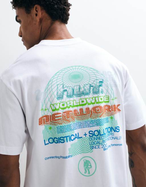 HUF Worldwide Network grpahic t-shirt in white, 3 of 5