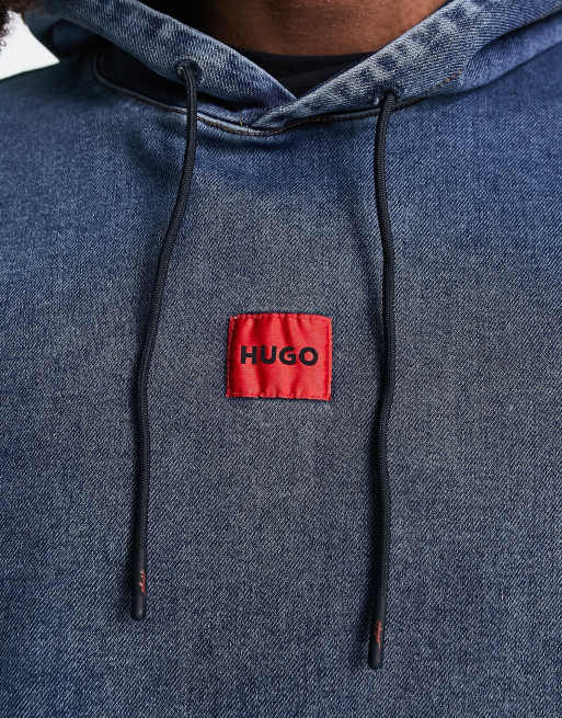 HUGO – 020 – Luźna niebieska bluza jeansowa z kapturem, 4 z 4