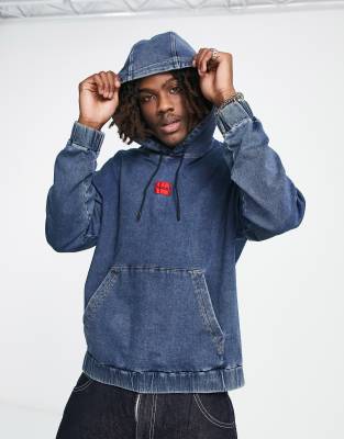 Denim discount hoodie pullover