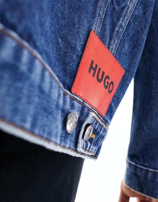 HUGO 026/2 relaxed fit denim jacket in blue, 4 of 4