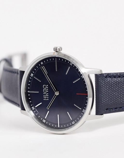 HUGO 1520008 Exist leather watch in navy